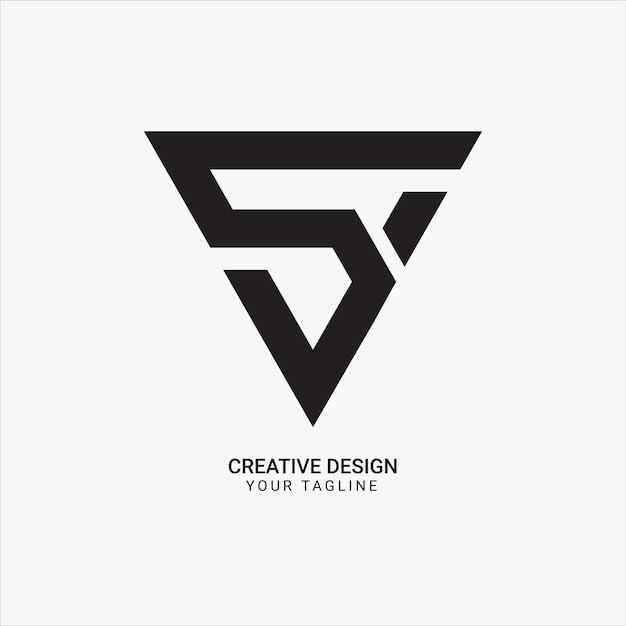 Creativo SV o VS patrón inicial de forma triangular monograma plano mínimo logotipo único de marca moderno
