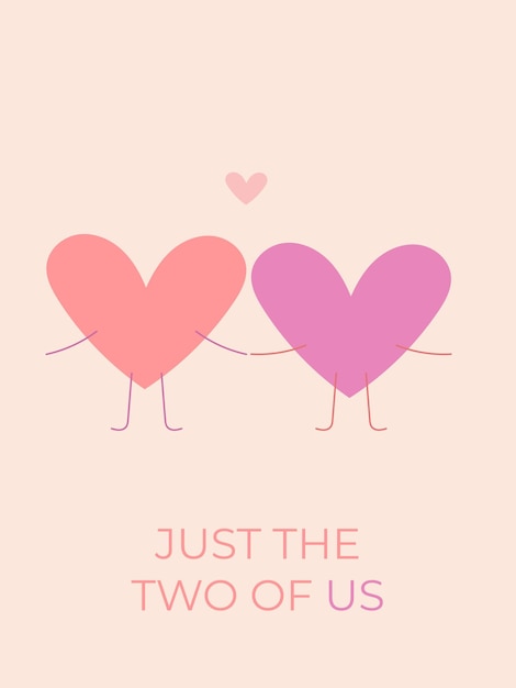 Creativo tarjeta de felicitación del día de San Valentín ilustración vectorial cita música romántico púrpura rosa estilizado