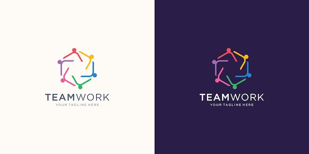 Creativo del trabajo en equipo inspiración en el diseño del logotipo diseño de logotipo de grupo social de personas de estilo lineal mínimo