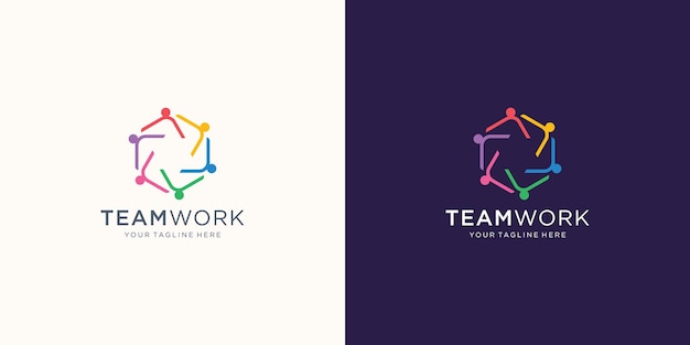 Creativo del trabajo en equipo inspiración en el diseño del logotipo diseño de logotipo de grupo social de personas de estilo lineal mínimo