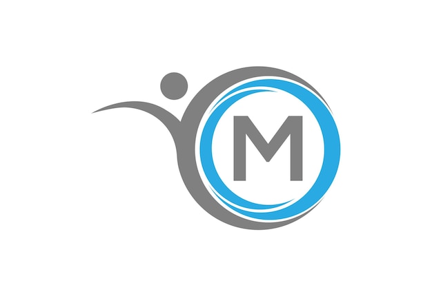 Creativo último M con hombre combinación de icono de unidad logotipo