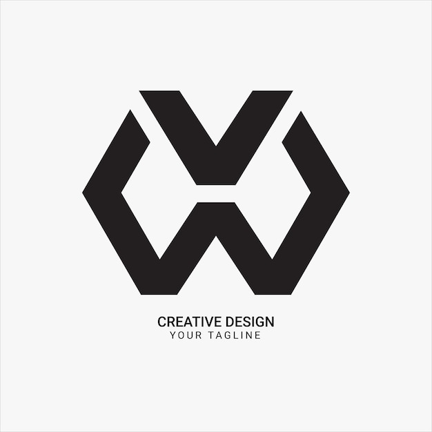 Creativo WV o VW monograma inicial patrón de forma hexagonal moder diseño de logotipo único de la marca