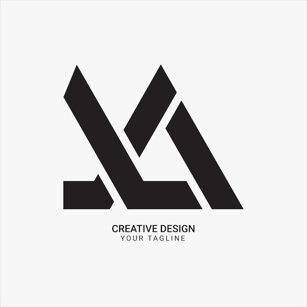 Creativo XA o AX monograma inicial plano mínimo diseño de logotipo único de marca moderna