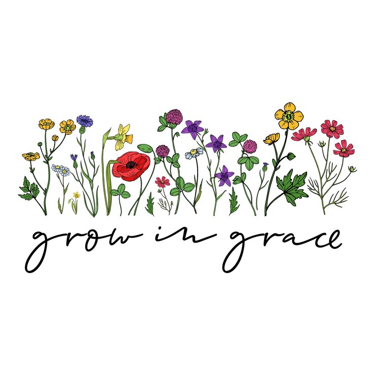crecen en la gracia ilustración floral