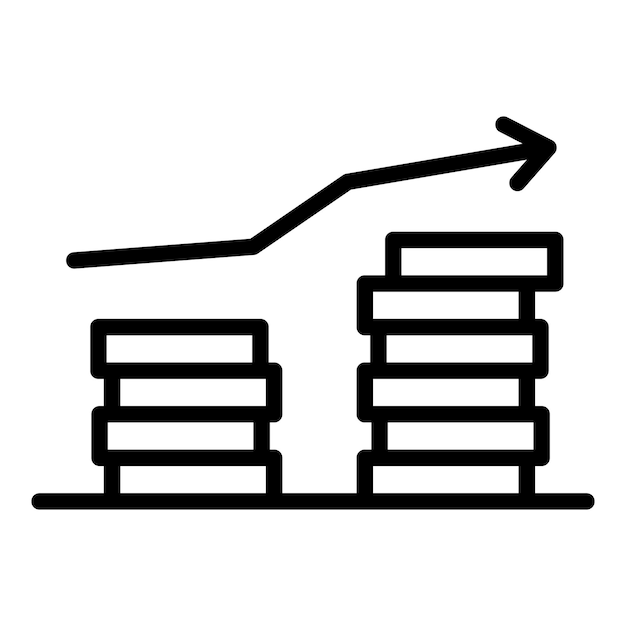 Crecer icono de depósito de dinero Contorno crecer icono de vector de depósito de dinero para diseño web aislado sobre fondo blanco