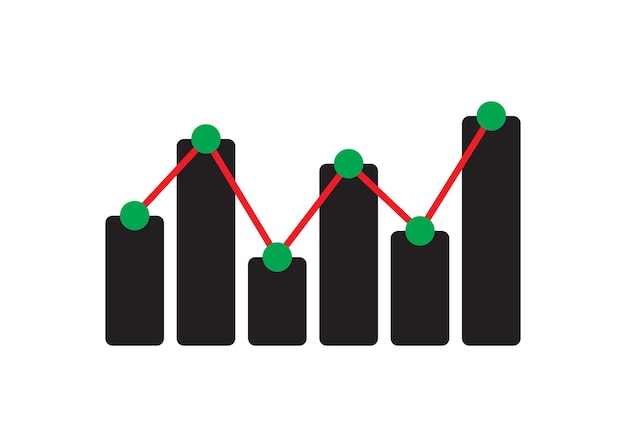 creciente gráfico icono gráfico barras de tendencia hacia arriba acciones de negocios y marketing tema economía verde y roja