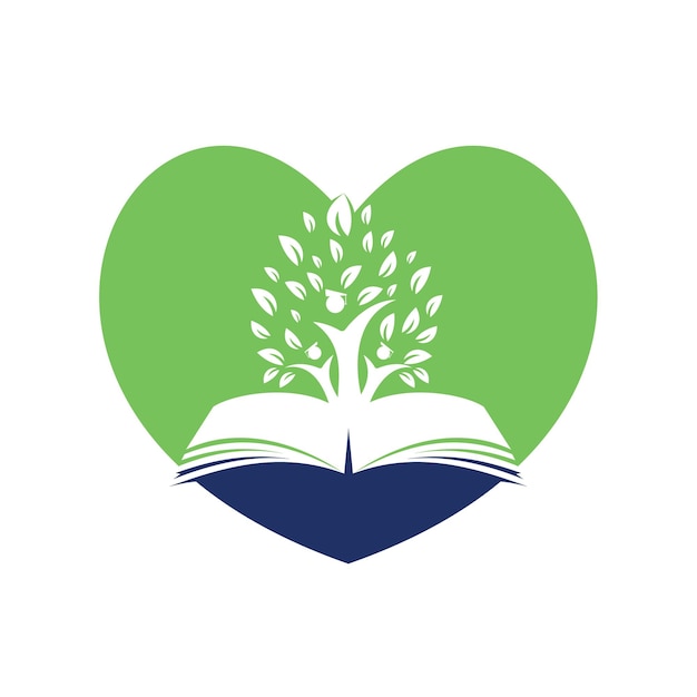 Crecimiento del árbol de la educación en el logotipo del vector de ideas del libro