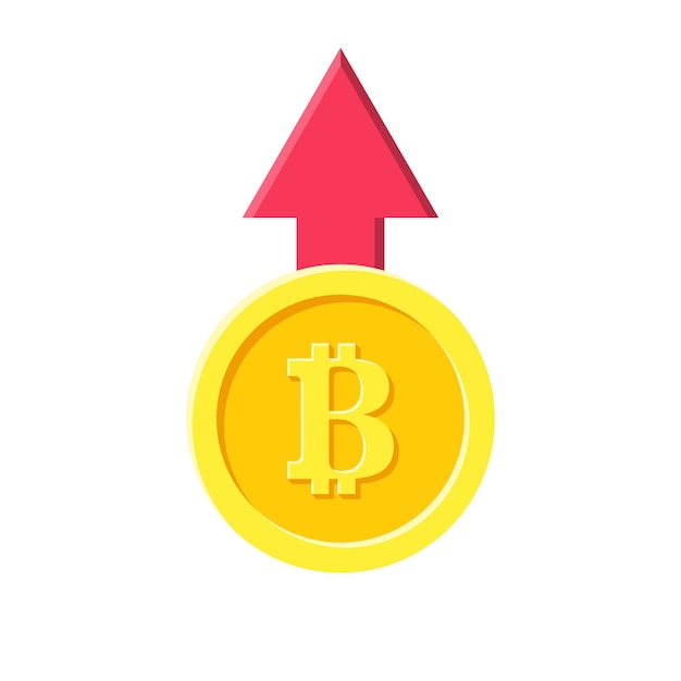 Crecimiento de bitcoin Moneda de oro de bitcoin con flecha de crecimiento hacia arriba Criptocurrency