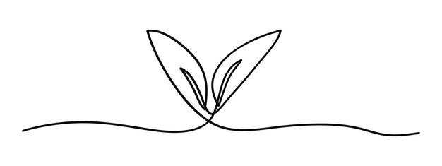 Crecimiento de brotes arte de una línea ilustración vectorial dibujada a mano