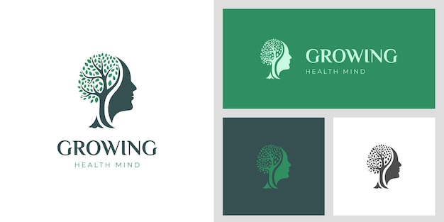 Crecimiento del cerebro del árbol concepto de diseño de logotipo idea para la mente humana pensamiento de innovación y crecimiento creativo ilustración vectorial de símbolos