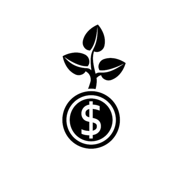 Crecimiento del dinero icono negro Finanzas y dinero Crecimiento del negocio La planta crece como símbolo de puesta en marcha