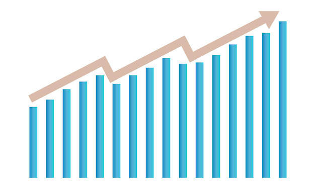 Vector el crecimiento del gráfico financiero aumenta el concepto gráfico. ilustración vectorial