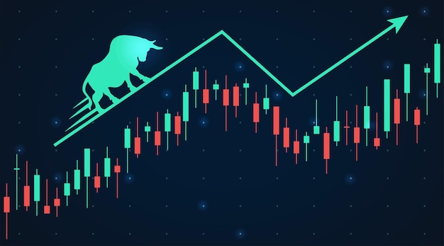 Crecimiento del mercado alcista tendencia de flecha hacia arriba ilustración de vector de gráfico de gráfico de negociación de bolsa de valores