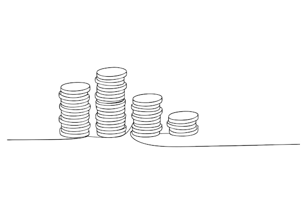 El crecimiento de las pilas de dinero