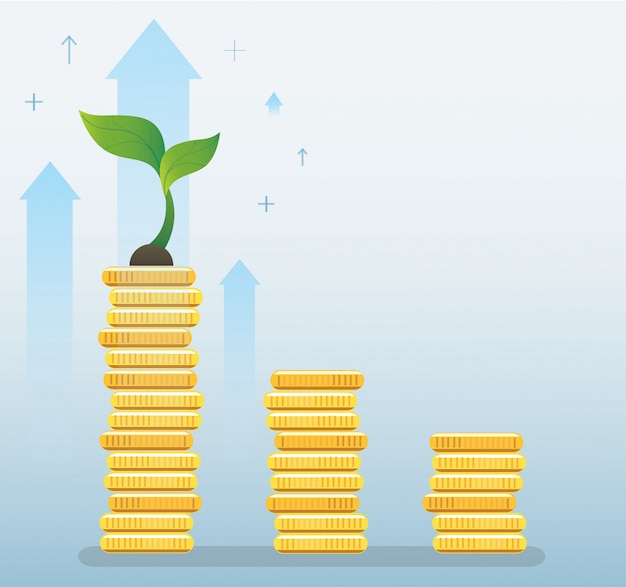 Crecimiento de las plantas en el gráfico de monedas