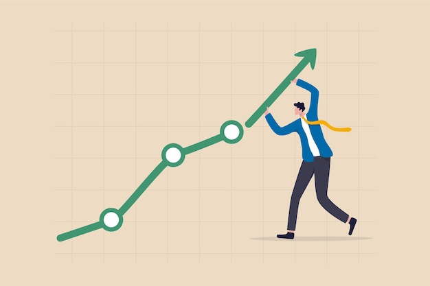 El crecimiento profesional o el logro empresarial, el mercado de valores se eleva desde el concepto de recuperación económica