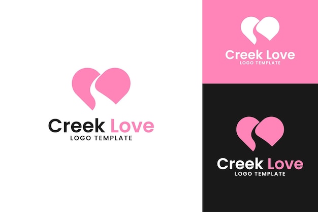 Creek love logo design template vector illustration