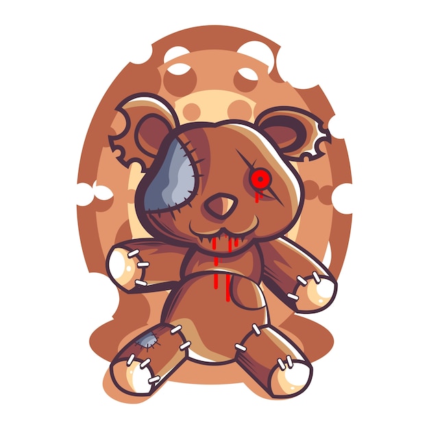 Vector creepy bear dool