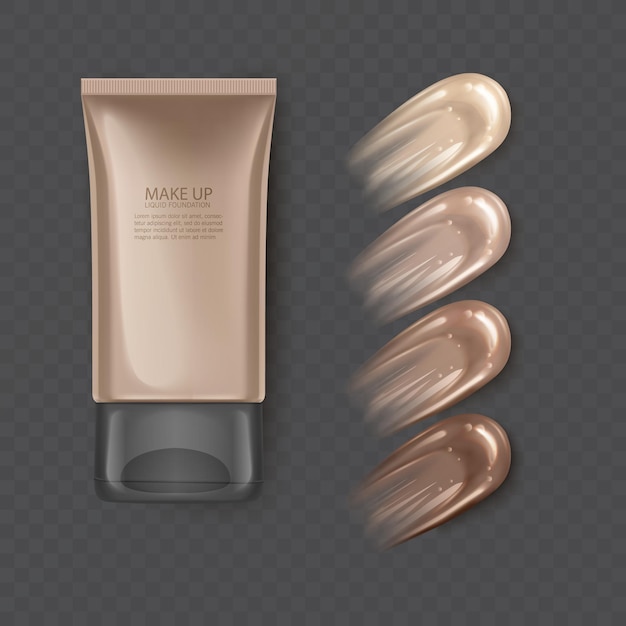 Crema base, Corrector cosmético. Textura de crema marrón realista para maquillaje, ilustración vectorial