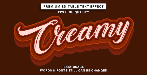 Vector crema de efecto de texto editable