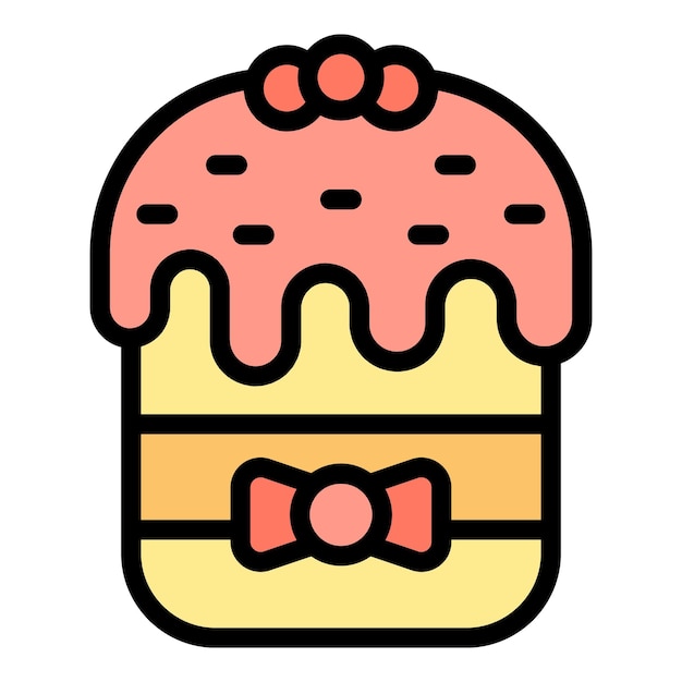 Crema panettone icono contorno vector pastel comida dulce horneado color plano