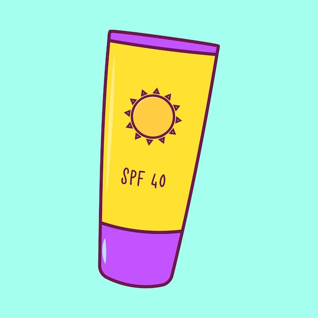 Crema solar Ilustración vectorial de dibujos animados Protección solar Producto cosmético Plano