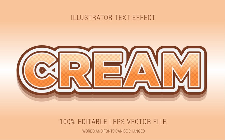 Vector crema texto efectos estilo