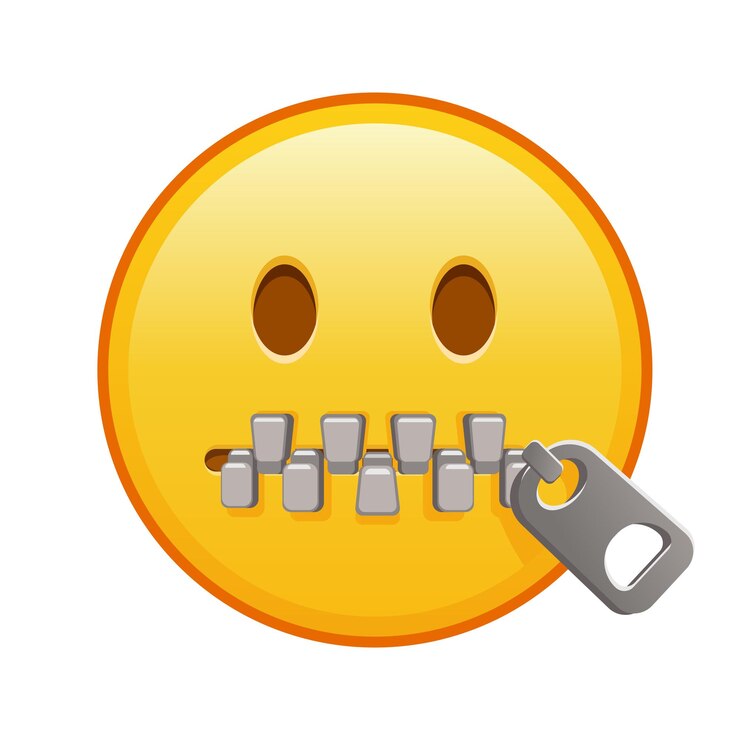 Cremallera Cara de boca Tamaño grande de sonrisa emoji amarilla
