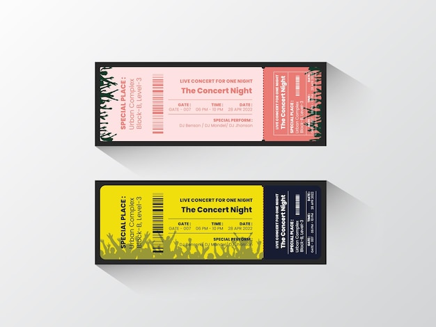 Creó una plantilla de diseño de entradas creativa y colorida para conciertos, fiestas o diseños de entradas de festivales