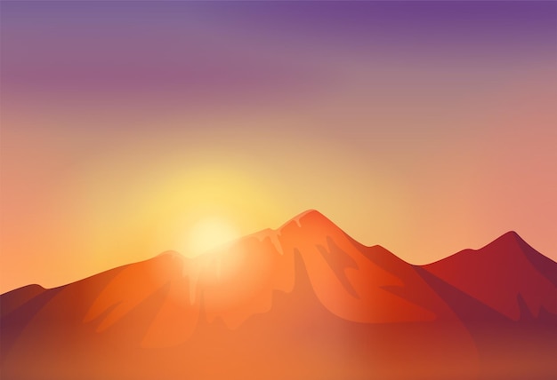 Vector crestas de las montañas ilustración vectorial de la luz del sol