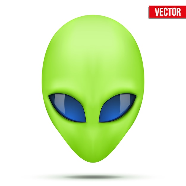 Vector criatura alienígena cabeza verde de otro mundo. ilustración sobre fondo blanco.