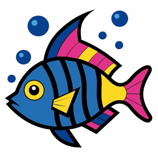 Vector criaturas marinas de acuario peces submarinos tropicales vida silvestre marina dibujada a mano dibujada plana caricatura elegante