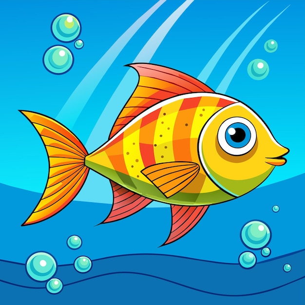 Vector criaturas marinas de acuario peces submarinos tropicales vida silvestre marina dibujada a mano dibujada plana caricatura elegante