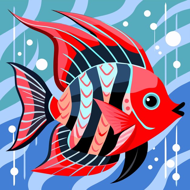 Vector criaturas marinas de acuario peces submarinos tropicales vida silvestre marina dibujada a mano dibujada plana caricatura elegante