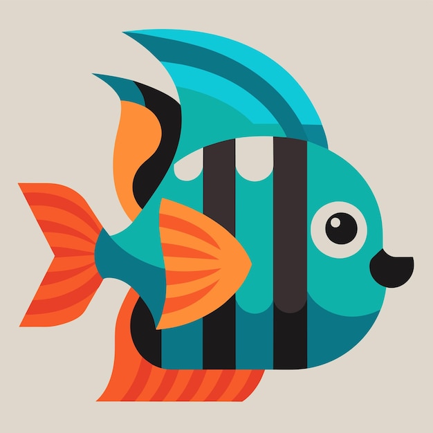 Vector criaturas marinas de acuario peces submarinos tropicales vida silvestre marina dibujada a mano dibujada plana caricatura elegante