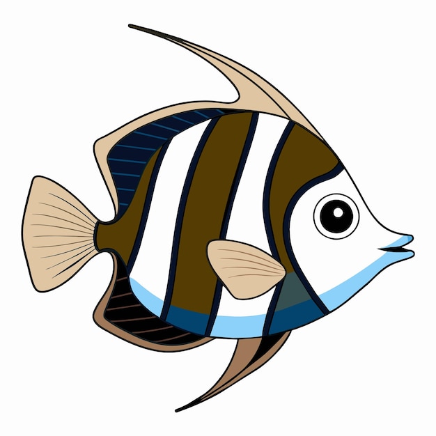 Vector criaturas marinas de acuario peces submarinos tropicales vida silvestre marina dibujada a mano dibujada plana caricatura elegante