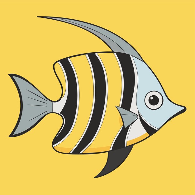 Vector criaturas marinas de acuario peces submarinos tropicales vida silvestre marina dibujada a mano dibujada plana caricatura elegante