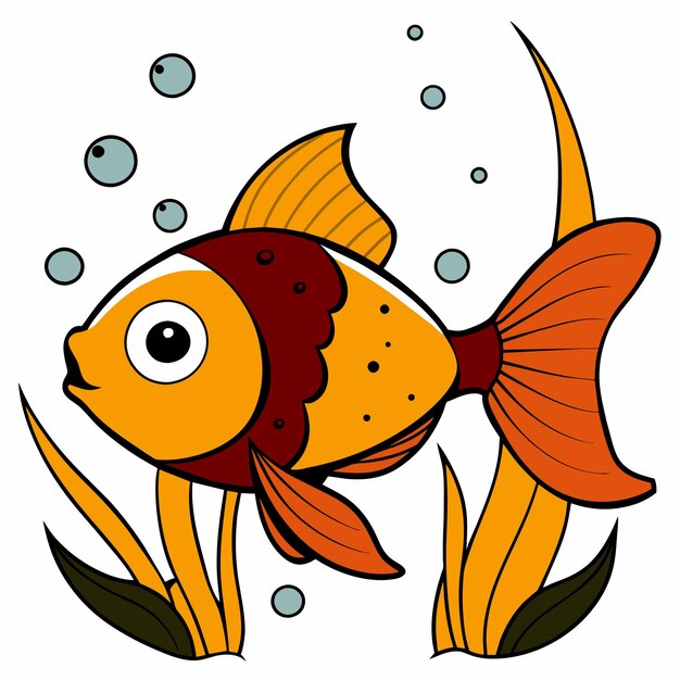 Vector criaturas marinas de acuario peces submarinos tropicales vida silvestre marina dibujada a mano dibujada plana caricatura elegante