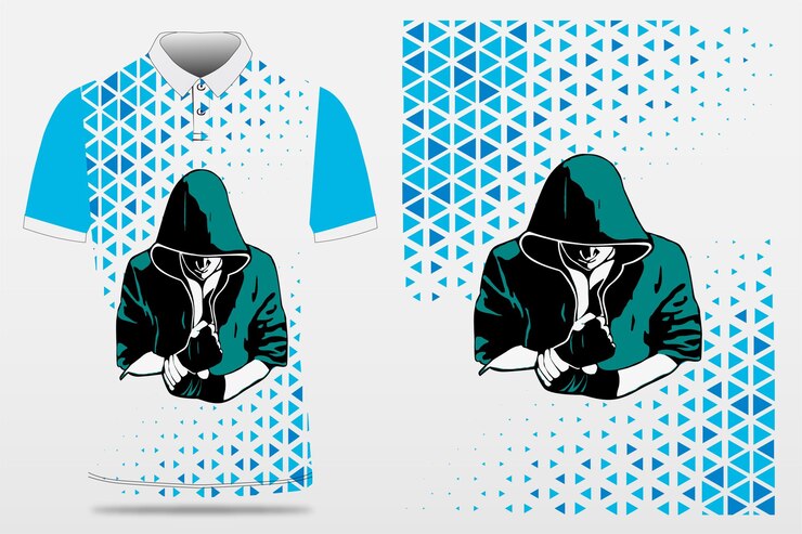 Vector cricket jersey design patrón negro y azul