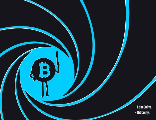 Cripto moneda Bitcoin en el círculo de la ilustración de vector de barril estriado Detective de agente secreto