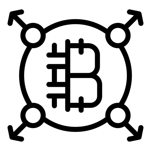 La criptomoneda Bitcoin se conecta con flechas a la red global