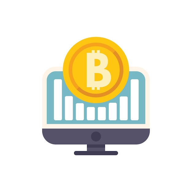 La criptomoneda Bitcoin creciendo en el gráfico de la pantalla de la computadora