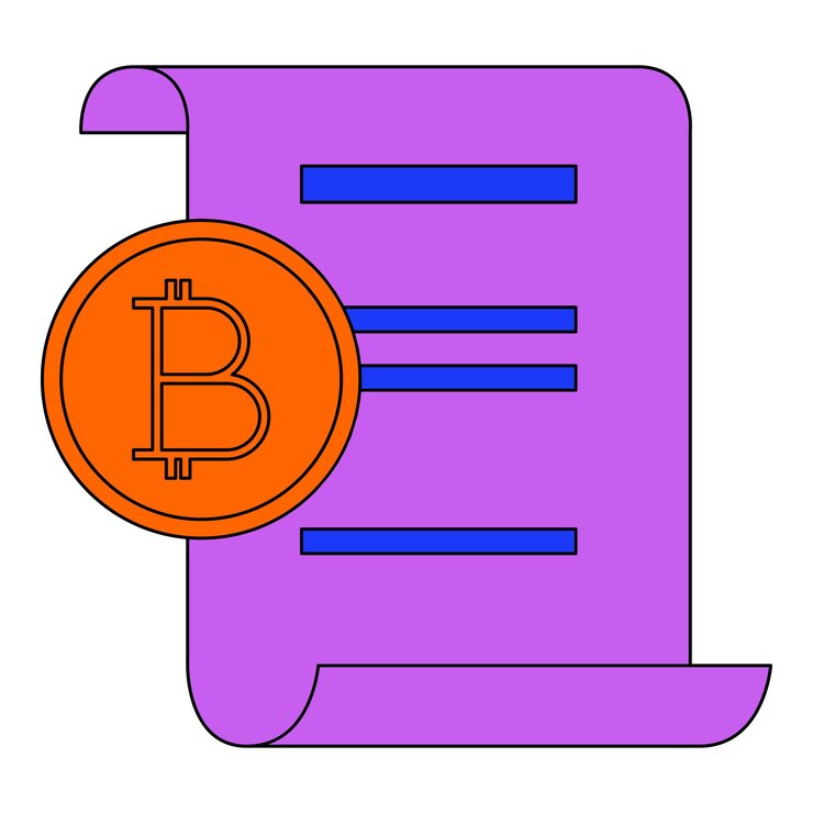 Vector criptomoneda bitcoin documento vector símbolo