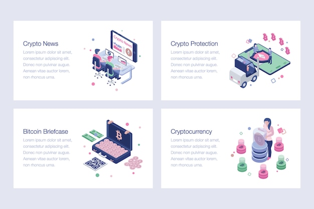 Criptomoneda, bitcoin, ilustraciones vectoriales de blockchain