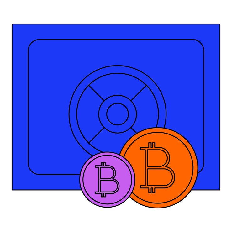 Vector criptomoneda bitcoin seguro vector símbolo