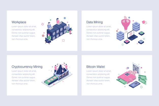 Criptomoneda y blockchain ilustraciones vectoriales