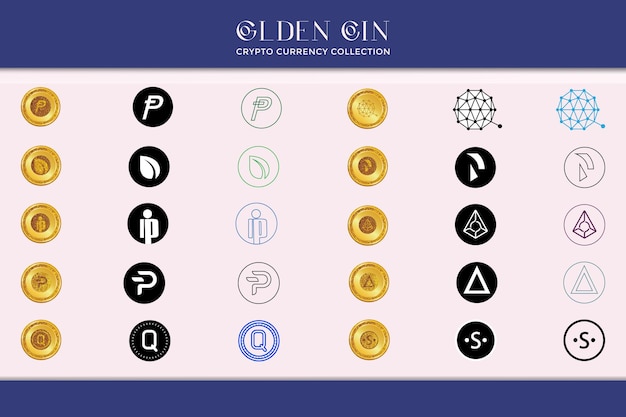 Criptomoneda colección de monedas de oro moda estilo 3d vector icono logotipo conjunto