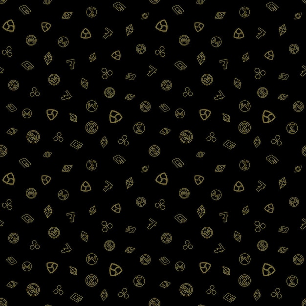 Criptomoneda elementos financieros de patrones sin fisuras Vector de fondo