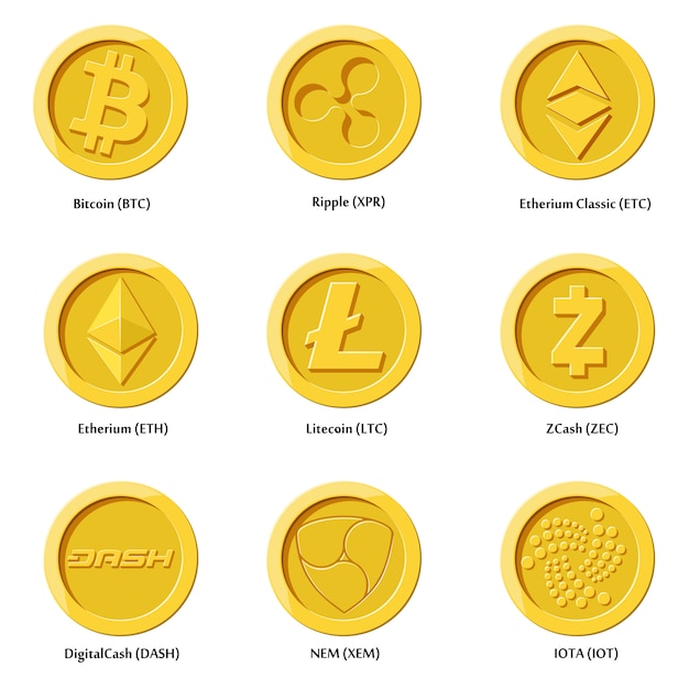 Vector criptomoneda iconos monedas