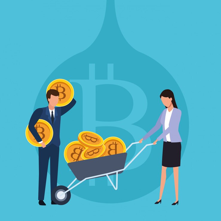 Vector criptomoneda de negocios bitcoin